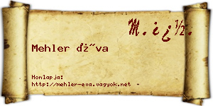 Mehler Éva névjegykártya